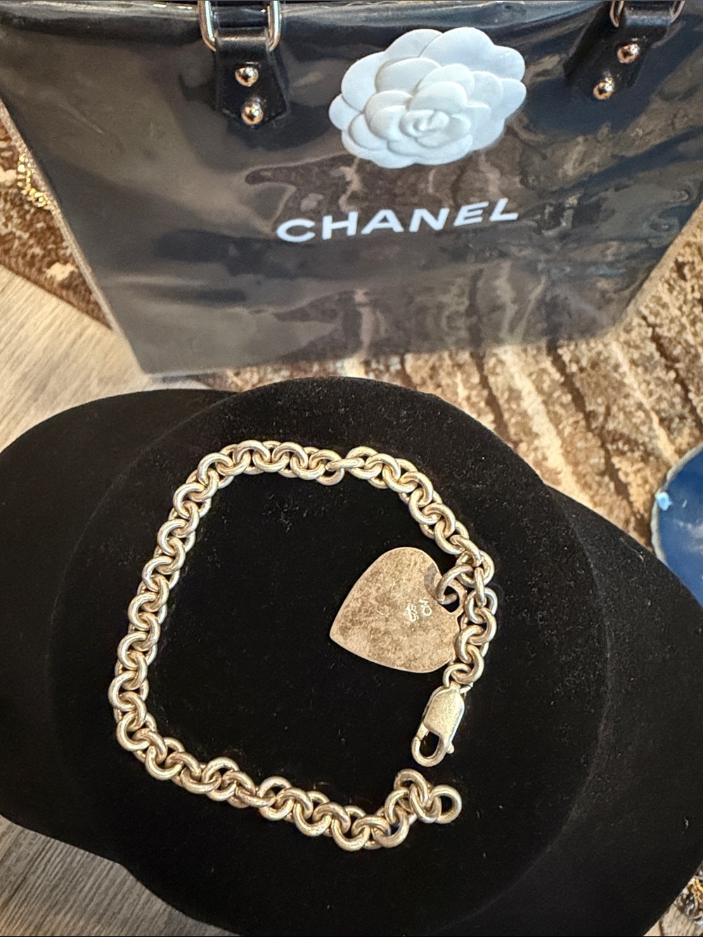 Silver Heart Charm Link Bracelet for Women